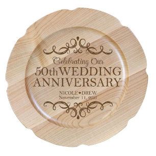 50:e Bröllop-årsdagen Garlands Maple Wood Plate