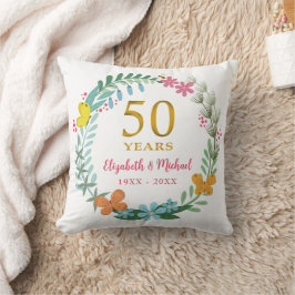50:e Bröllop-årsdagen Golden Blommigt Butterfly Kudde