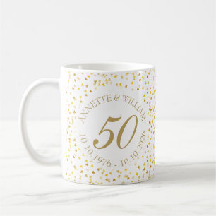 50:e Bröllop-årsdagen Golden Hearts Confetti Kaffemugg