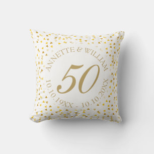 50:e Bröllop-årsdagen Golden Hearts Confetti Kudde