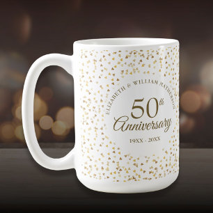 50:e Bröllop-årsdagen Golden Hearts Kaffemugg