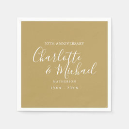 50:e Bröllop-årsdagen Golden Namnteckning skript Pappersservett