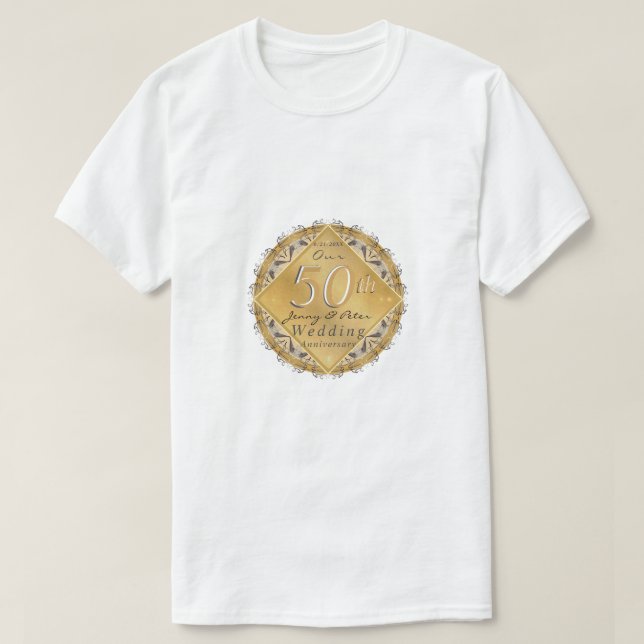 50:e bröllop-årsdagen Golden T Shirt (Design framsida)