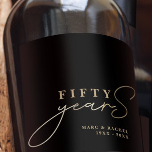 50:e Bröllop-årsdagen Guld Black Gift Vinflaska Etikett
