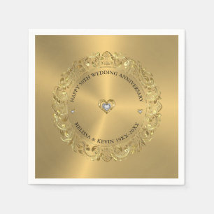50:e Bröllop-årsdagen Guld Blommigt Ram Pappersservett