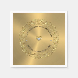 50:e Bröllop-årsdagen Guld Blommigt Ram Pappersservett