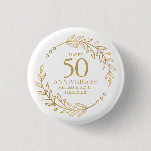 50:e Bröllop-årsdagen Guld Botanicl Ram Knapp
