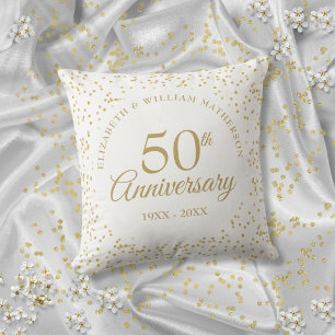 50:e Bröllop-årsdagen Guld Dust Confett Kudde