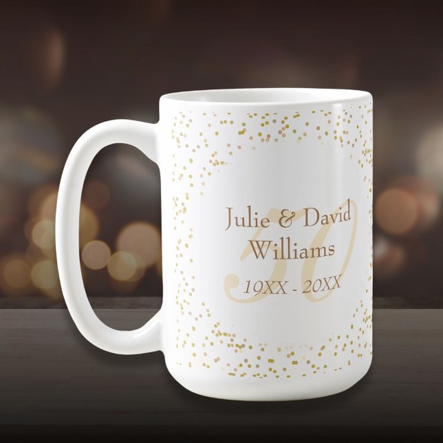 50:e Bröllop-årsdagen Guld Dust Confetti Kaffemugg (50th Wedding Anniversary Gold Dust Confetti Coffee Mug)