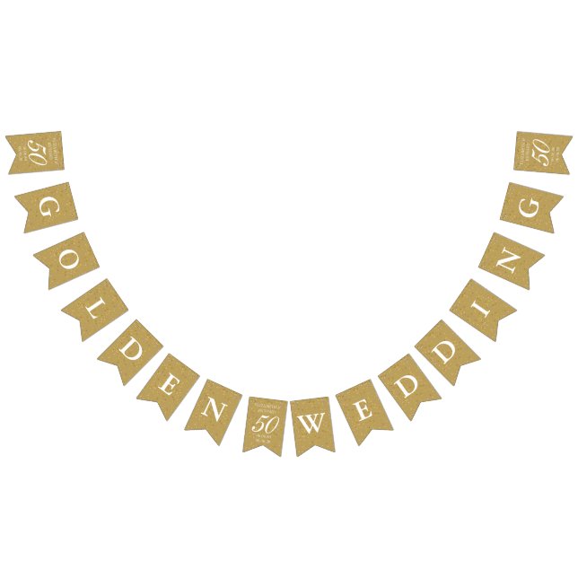 50:e Bröllop-årsdagen Guld Dust Confetti Vimplar (Alla)
