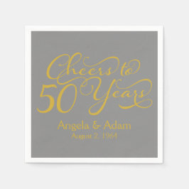 50:e Bröllop-årsdagen Guld Grått Cheers Pappersservett