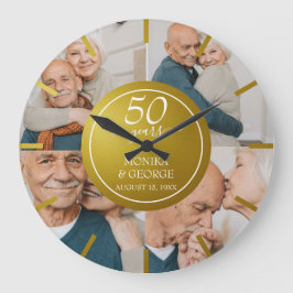 50:e Bröllop-årsdagen Guld Photo Stor Klocka