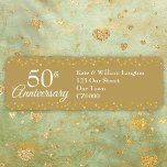 50:e Bröllop-årsdagen Guld-Returadressen Returadress Etikett<br><div class="desc">50-årsjubiléet för returadressen Golden bröllop,  med dina uppgifter i elegant,  vit text på guld-hjärtan. Designad av Thisisnotme©</div>