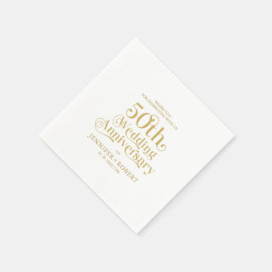 50:e Bröllop-årsdagen Guld Typografi Pappersservett