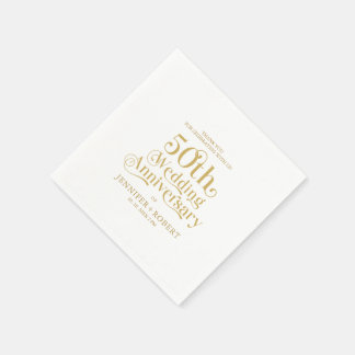 50:e Bröllop-årsdagen Guld Typografi Pappersservett
