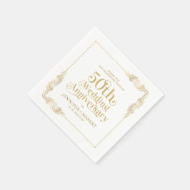50:e Bröllop-årsdagen Guld Typografi Pappersservett