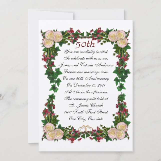 50:e Bröllop-årsdagen - inbjudan till förnyelse (Framsida)