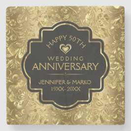 50:e Bröllop-årsdagen och Guld-Blommigtens skadest Underlägg Sten