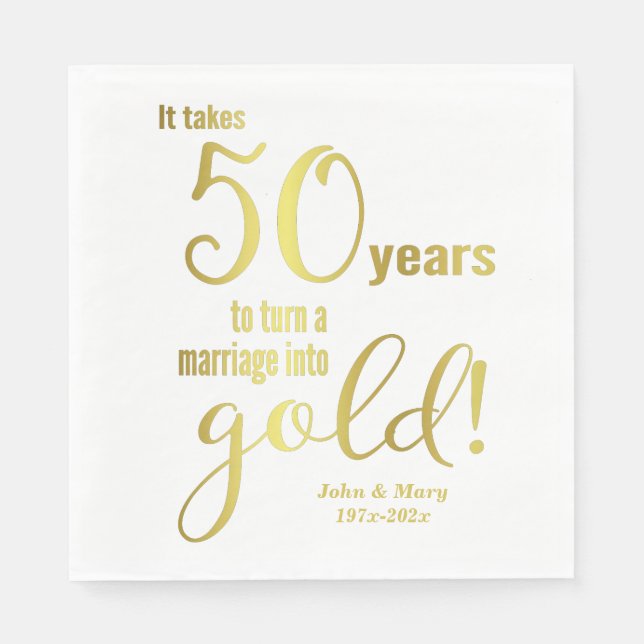50:e Bröllop-årsdagen Pappersservett (Framsidan)