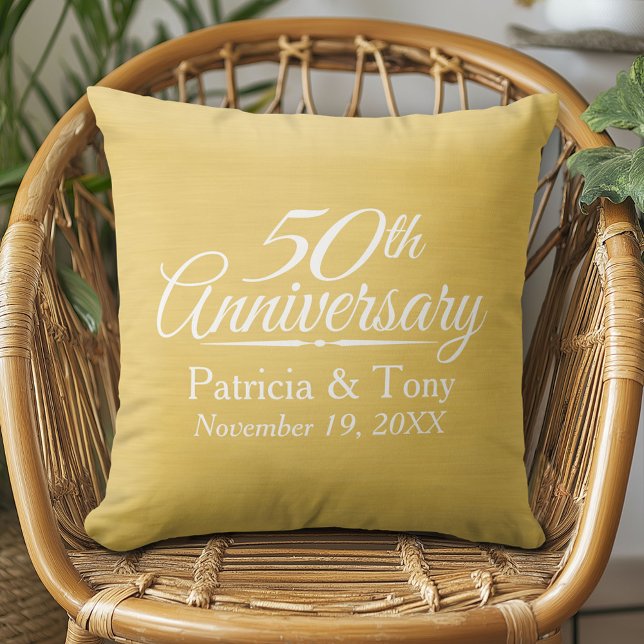 50:e Bröllop-årsdagen Personlig Golden Kudde (Custom Anniversary Pillow)