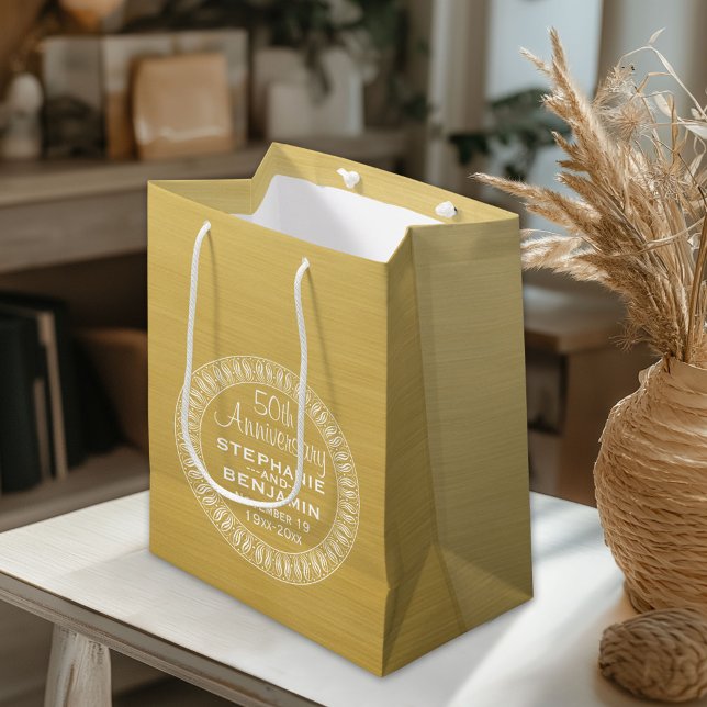 50:e Bröllop-årsdagen Personlig guld (Custom Gift Bag)