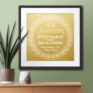 50:e Bröllop-årsdagen Personlig guld Poster