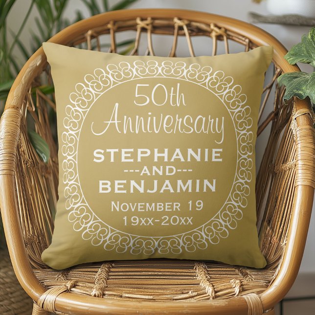50:e Bröllop-årsdagen Personlig Kudde (Custom Anniversary Pillow)