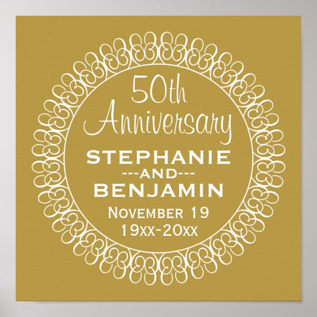50:e Bröllop-årsdagen Personlig Poster (Framsidan)