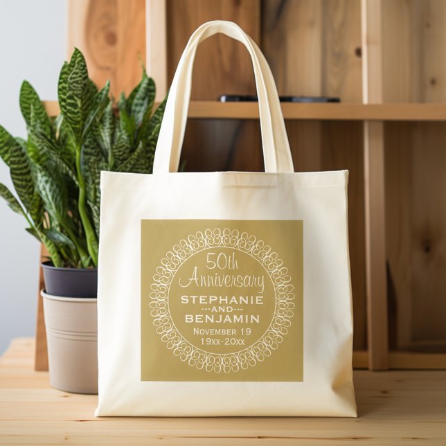 50:e Bröllop-årsdagen Personlig Tygkasse (Personalized Tote Bag - 50th Wedding Anniversary)