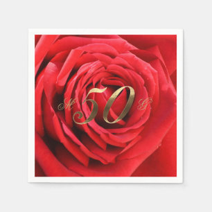 50:e Bröllop-årsdagen Röd ros Heart-Eleganten Pappersservett