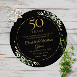 50:e Bröllop-årsdagen Svarta Guld-grönsaksrundan Spara Datumet<br><div class="desc">Den här chicen har en ömtålig vattenfärgsgrej i land,  och den här  sparar du inbjudan till datum kan vara personlig med din speciella 50-årsinformation om firande,  med en gyllene bakgrund på motsatt sida. Designad av Thisisnotme©</div>