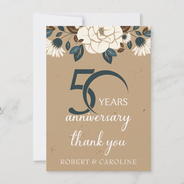50:e Bröllop-årsdagen Tack Blommigt (Framsida)