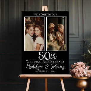 50:e bröllop-årsdagen välkomnande av fotokollage poster