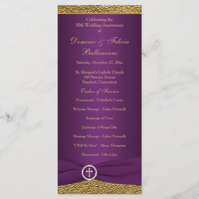 50:e Bröllop-årsdagen Vow Renewal-programmet Program (Framsida)