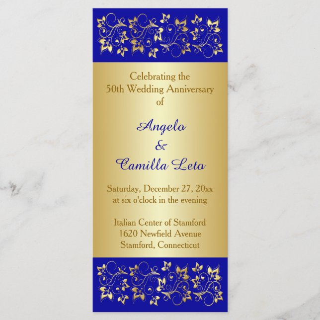 50:e Bröllop-årsdagen Vow Renewal-programmet Program (Framsida)