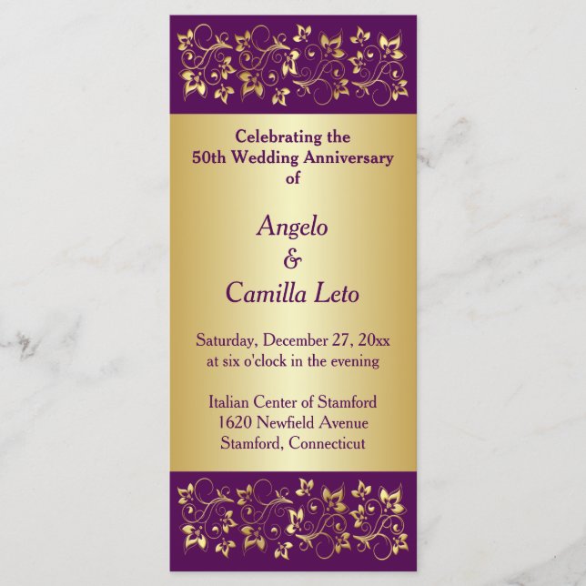 50:e Bröllop-årsdagen Vow Renewal-programmet Program (Framsida)