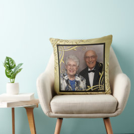50:e Bröllop-årsfoto för det blommande Svarta Guld Kudde