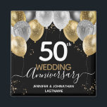 50:e Bröllop-årsjubileet - Bubblor Magnet<br><div class="desc">Elegant Faux guld-ballonger gräns med skakande konetti högdagrar på övre gräns. All text är justerbar och lätt att ändra för dina egna behov i party. Underbar elegant 50-årsjubileum - malldesign.</div>