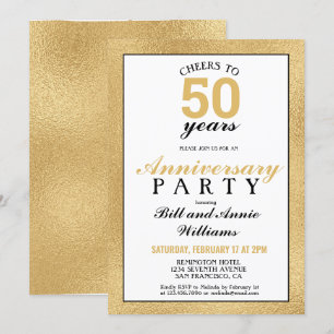 50:e Bröllop-årsjubileet Cheers till 50 år Party Inbjudningar