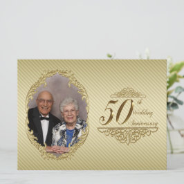 50:e Bröllop-årsjubileet för fotoinbjudan Inbjudningar