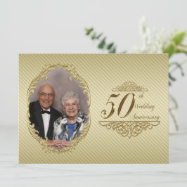 50:e Bröllop-årsjubileet för fotoinbjudan Inbjudningar