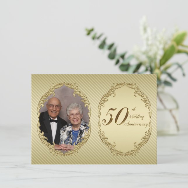 50:e Bröllop-årsjubileet för fotoinbjudan Inbjudningar (Stående Fram)
