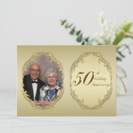 50:e Bröllop-årsjubileet för fotoinbjudan Inbjudningar