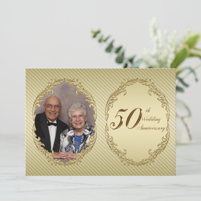50:e Bröllop-årsjubileet för fotoinbjudan Inbjudningar (Stående Fram)
