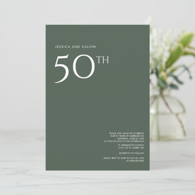 50:e Bröllop-årsjubileet, Grönten Dusty för inbjud Inbjudningar (Stående Fram)