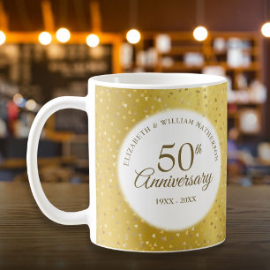 50:e Bröllop-årsjubileet Guldfettsyror Konfetti Kaffemugg