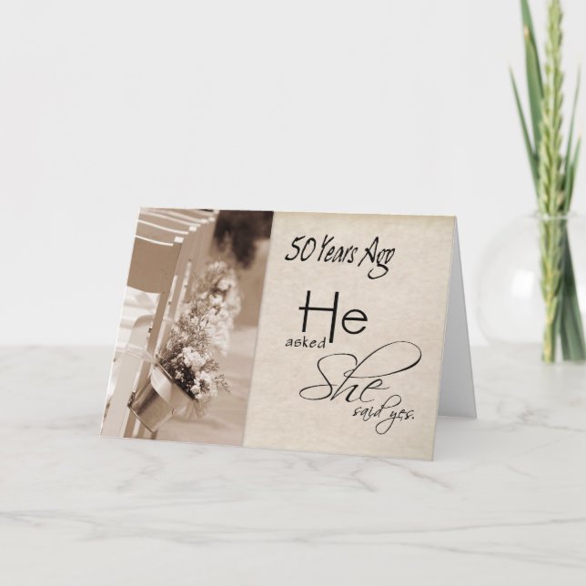 50:e Bröllop-årskort - 50 underbara år Kort (Framsida)