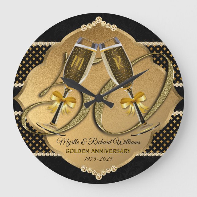 50:e Bröllop Champagne Toast Stor Klocka (Framsida)