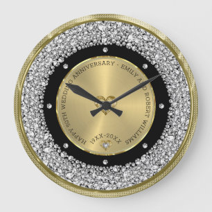 50:e bröllop-diamanter och guld stor klocka