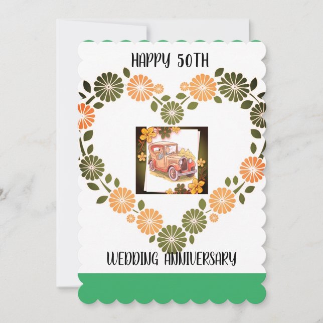 50:e Bröllop-Vintagen-årsjubileet Inbjudningar (Framsida)